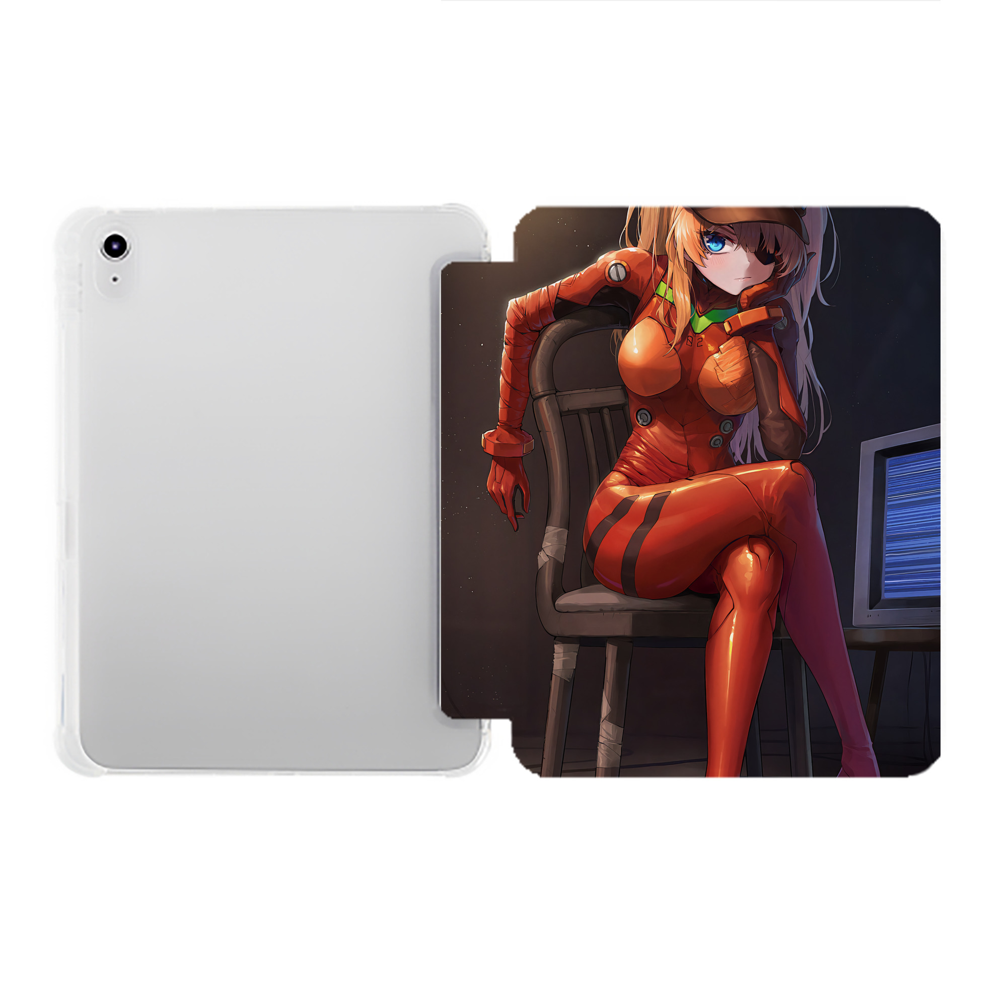 （画像用） EVA 新世紀エヴァンゲリオン IPad ケース ペン収納付き 三つ折りスタンド PUレザー×シリコン 対応機種9.5/10.5/10.9インチ